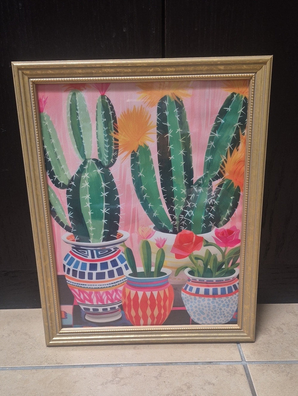 Framed Cactus Canvas Print 12 X 15.5